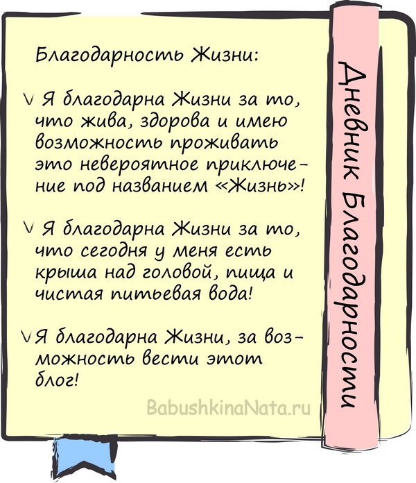 Как заполнять дневник благодарности образец