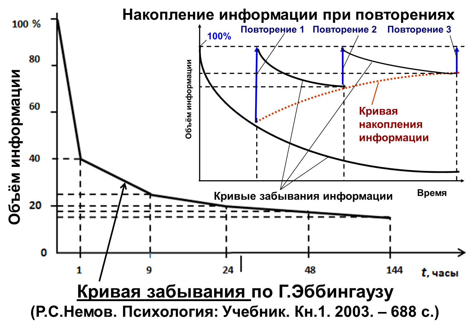 Время запоминания информации. Эббингауз кривая запоминания. Кривая забывания Эббингауза. Кривая забывания по г. Эббингаузу. График забывания Эббингауза.