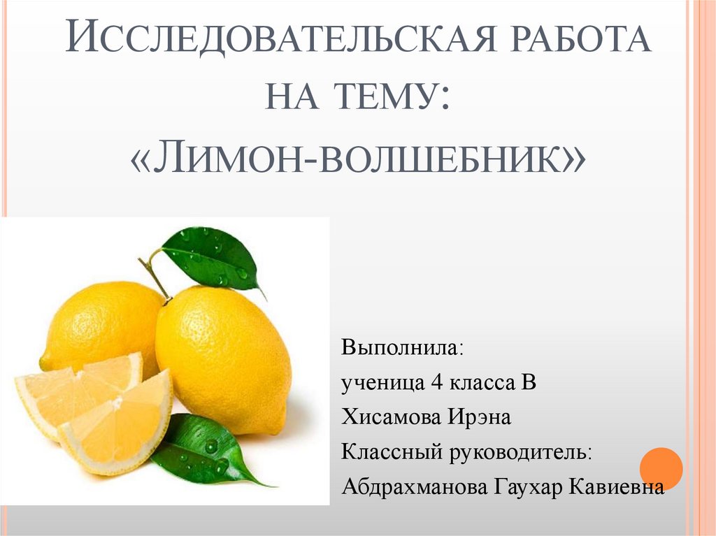 Удивительные свойства лимона проект